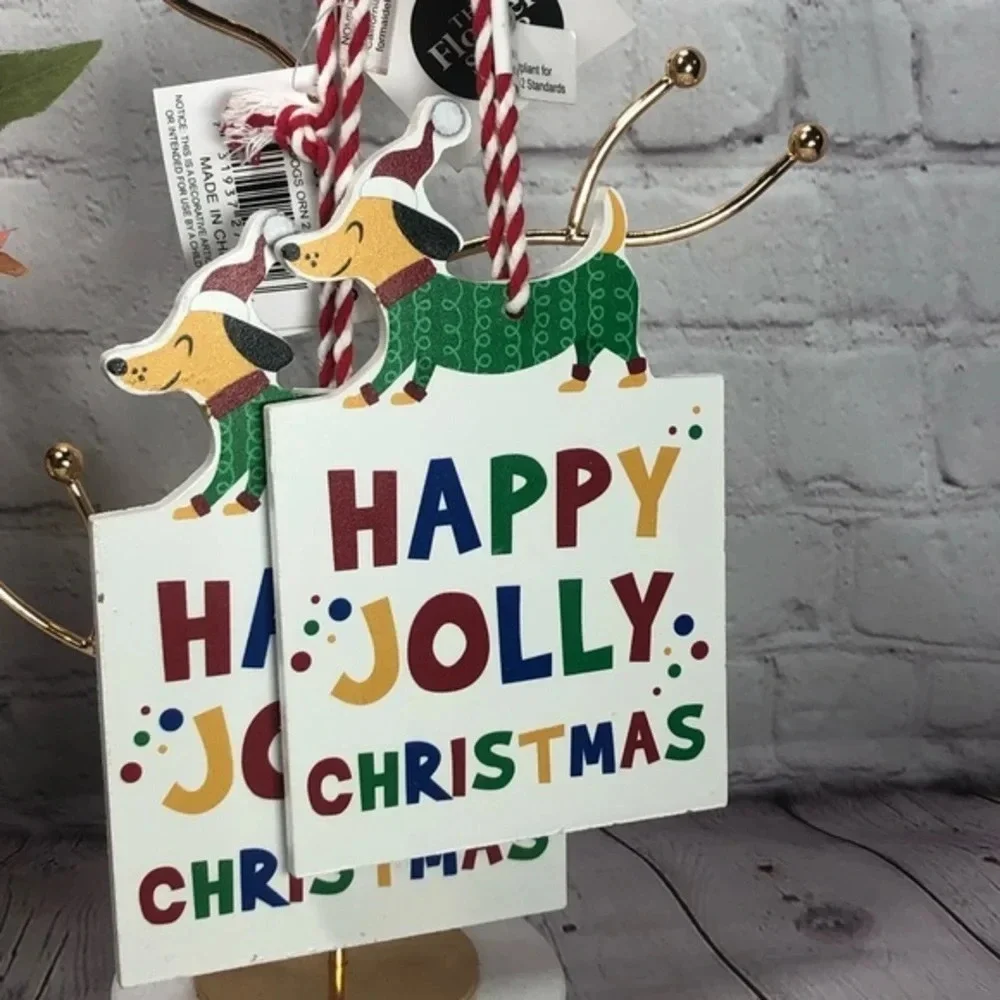 Wooden dachshund Christmas ornaments